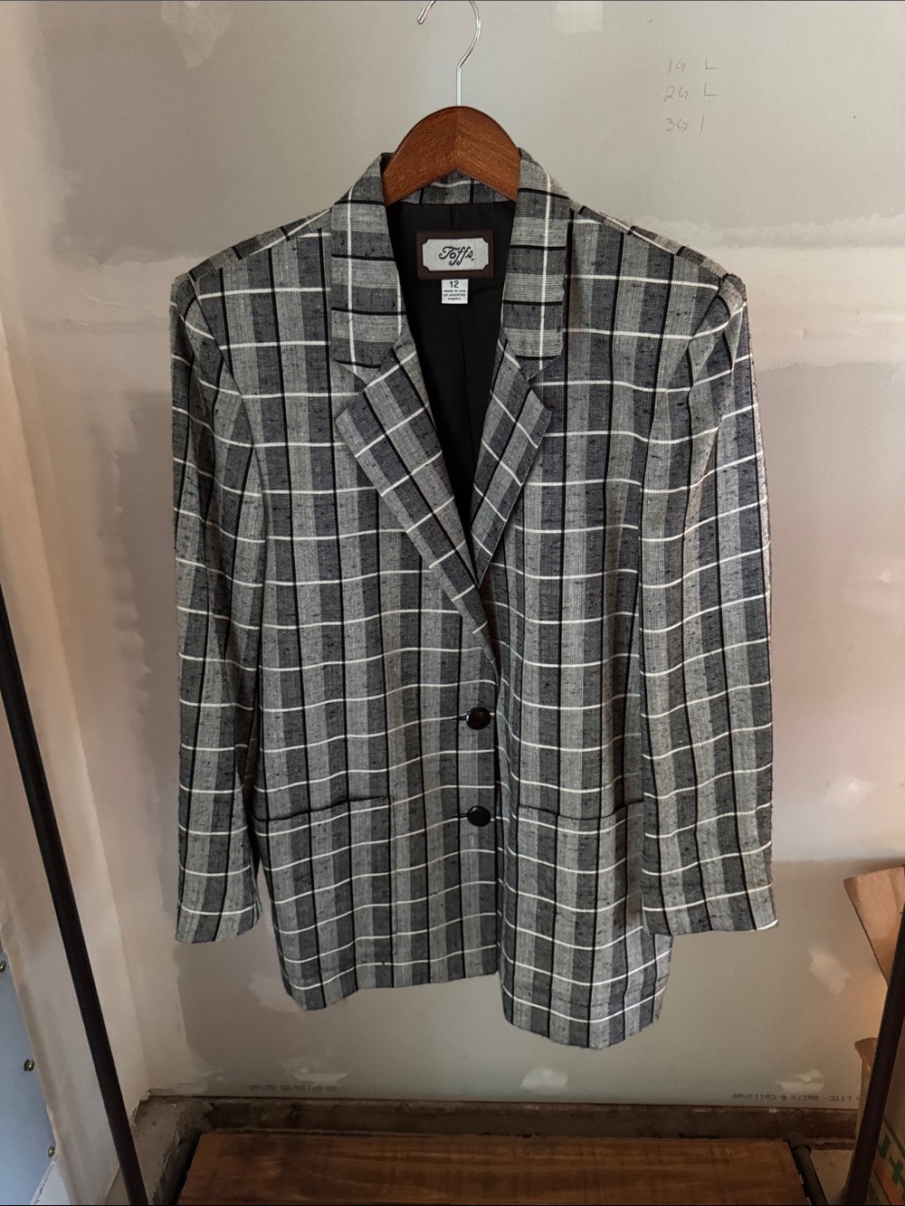 Women's Gray Windowpane Blazer by Joffe